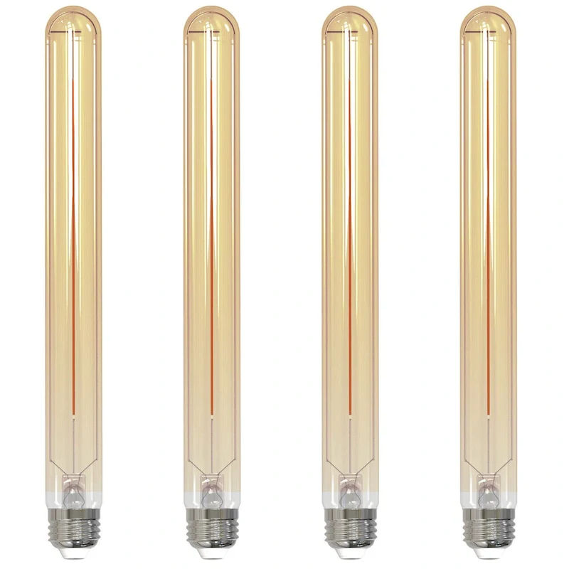 Bulbrite LED Filament Pack of (4) 5 Watt Dimmable 11 Inch T9 Light Bulb with Antique Glass Finish and Medium (E26) Base