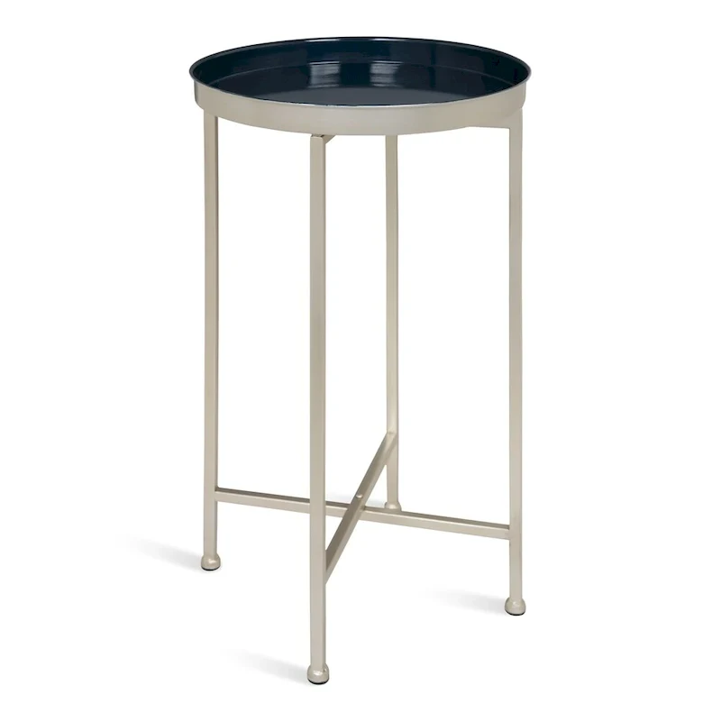 Kate and Laurel Celia Round Metal Foldable Tray Table - 14x14x25.75