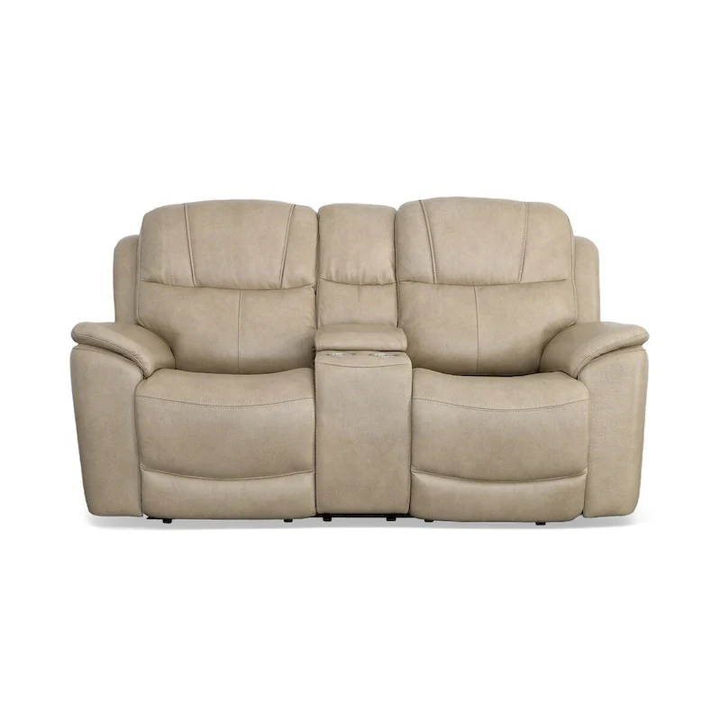 Crew Leather Power Reclining Zero Gravity Loveseat with Console, Power Headrests & Lumbar by Flexsteel