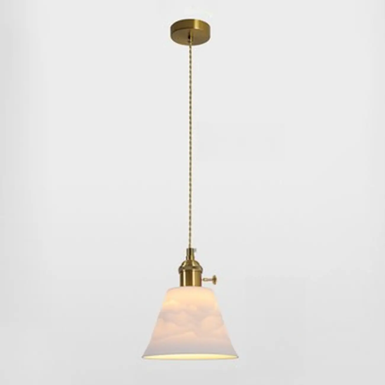 Elegant Classic Ceramic Pleated Cone Pendant Lamp for Living Room