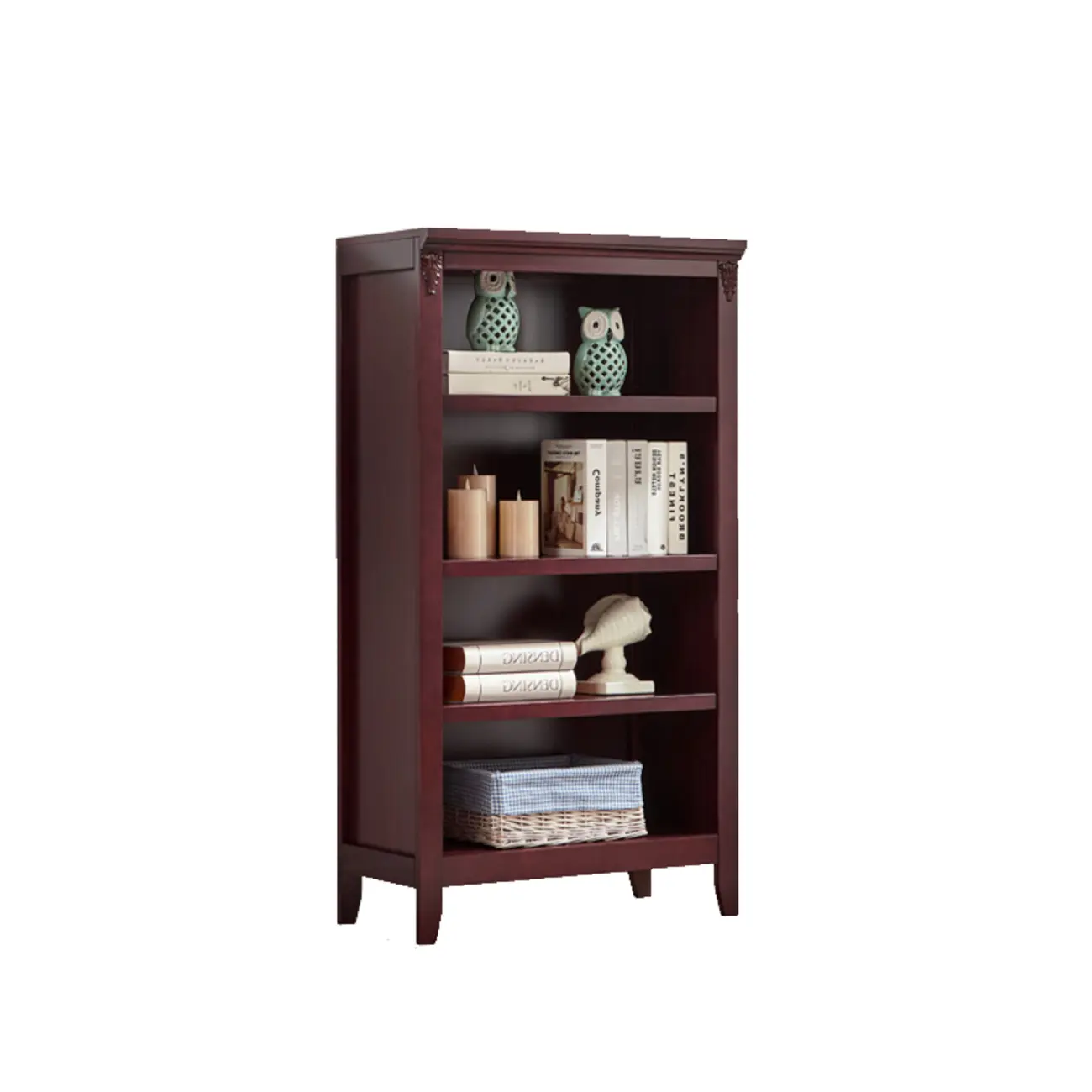 Dark Walnut Modern Vertical Adjustable Shelving Wood Bookcase