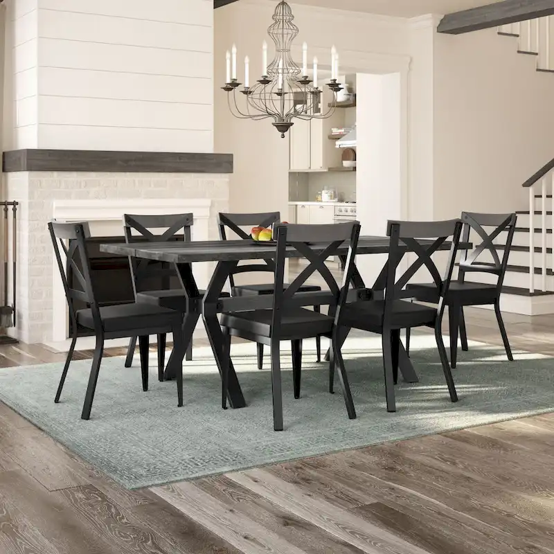 Amisco Leonie Wood Table and Snyder Chairs 7-Pieces Dining Set