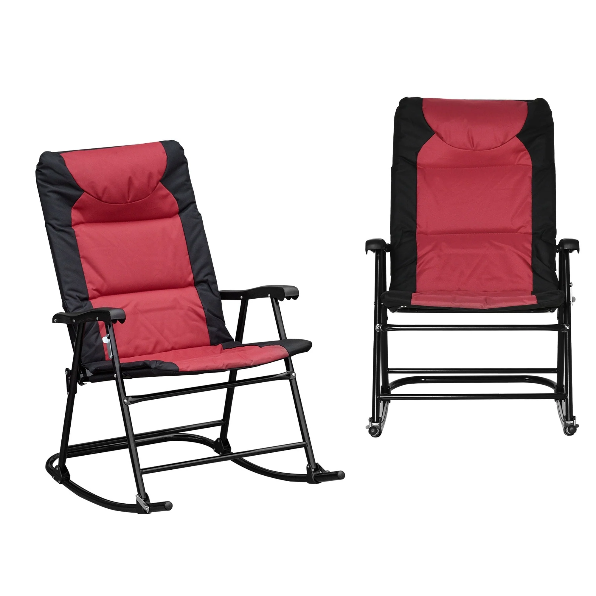 Outsunny Folding Rocking Chair Set with Padded Seat and Back, Pillow