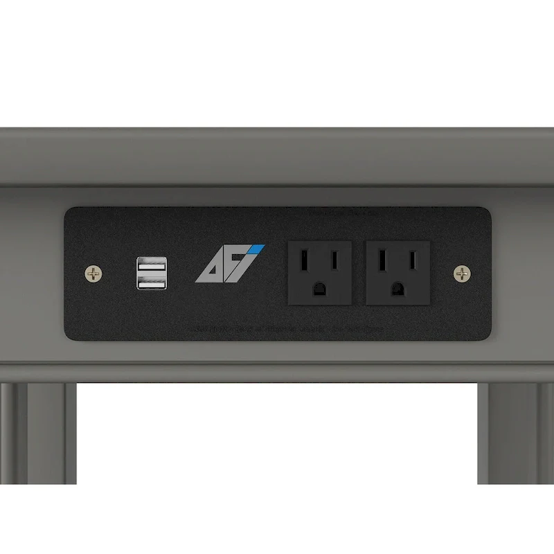 Mission End Table with USB Charging Station Grey