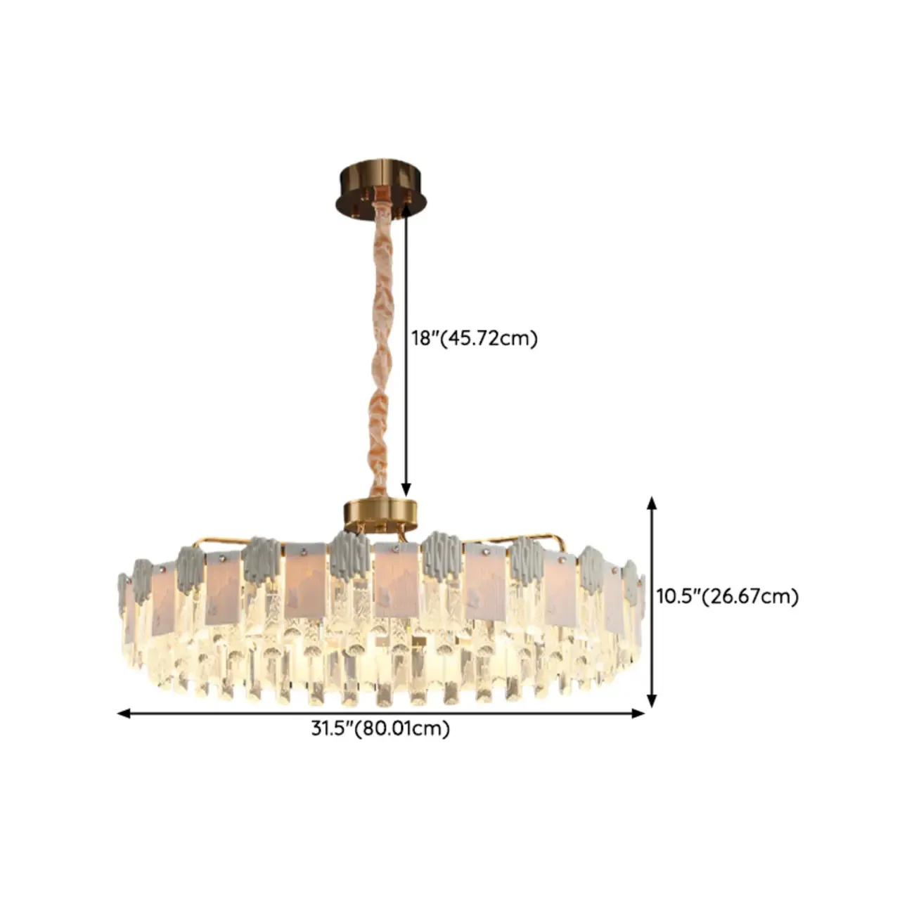 Modern Round Gold Crystal Drum Dimmable LED Chandelier