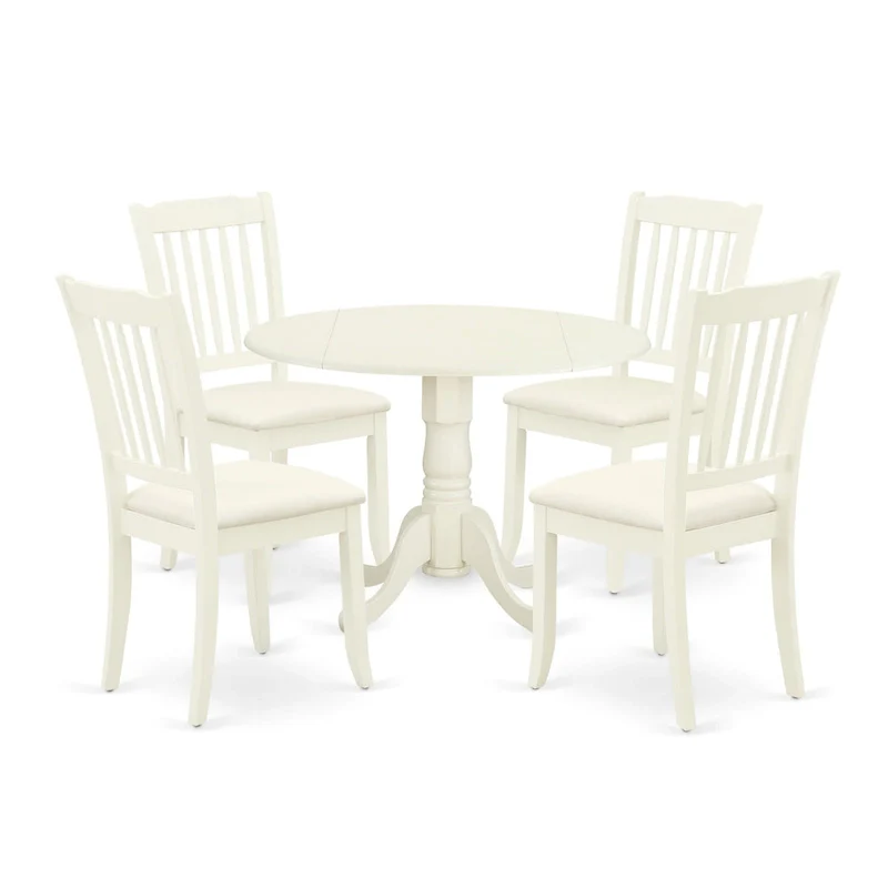 East West Furniture Dining Set Includes a Dining Room Table and Linen Fabric Kitchen Chairs,(Finish & Pieces Options)