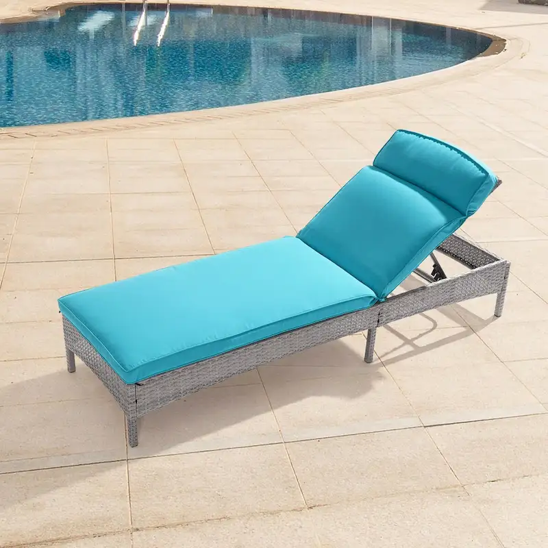 LIVOOSUN Patio Chair Rattan Single Lounge Water-Repellent Cushion