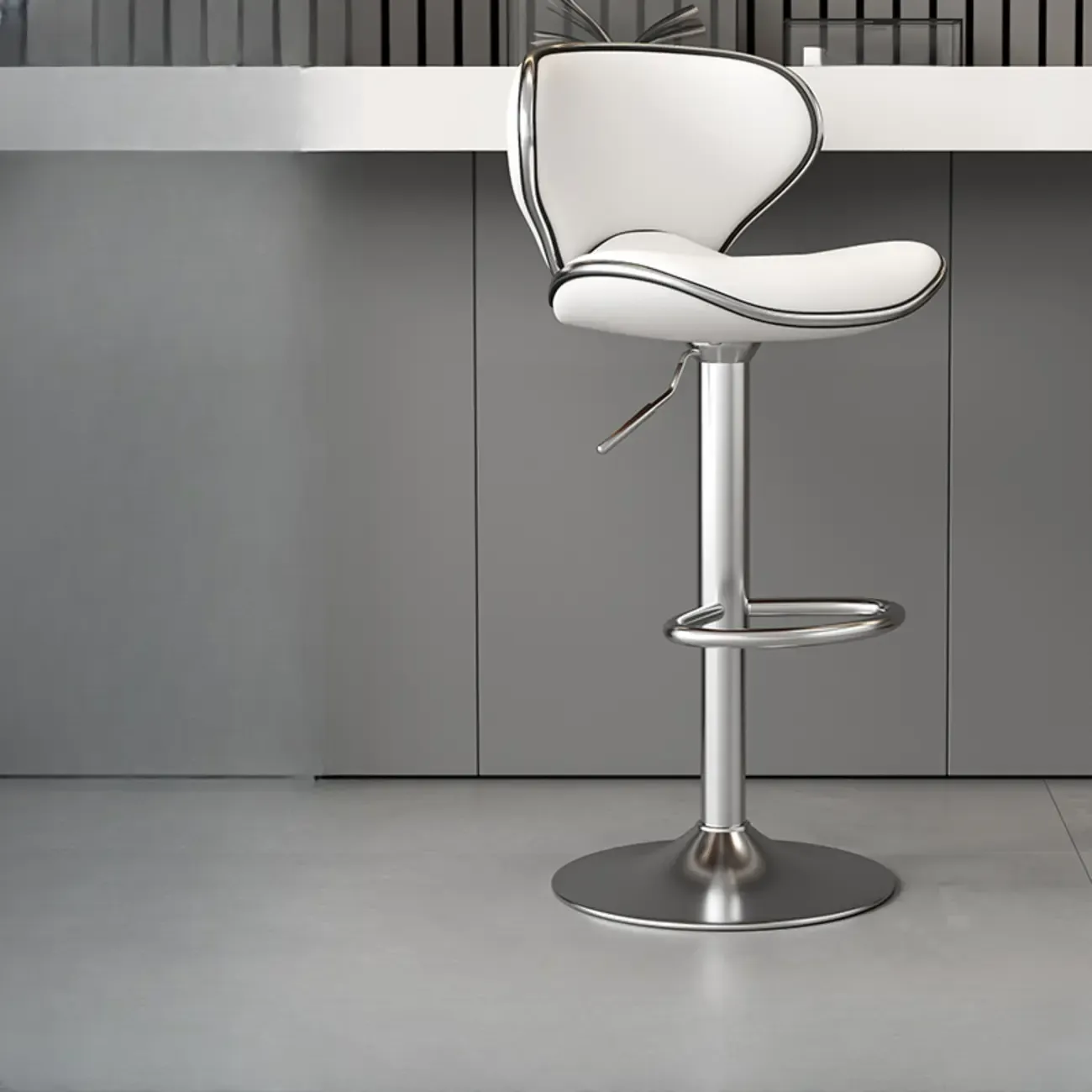 Leather Cushioned Saddle Swivel Adjustable Bar Stool