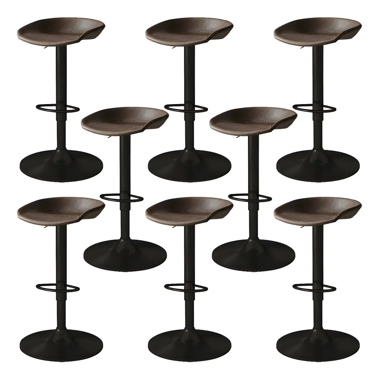 Modern Leather Black Pedestal Swivel Adjustable Bar Stool
