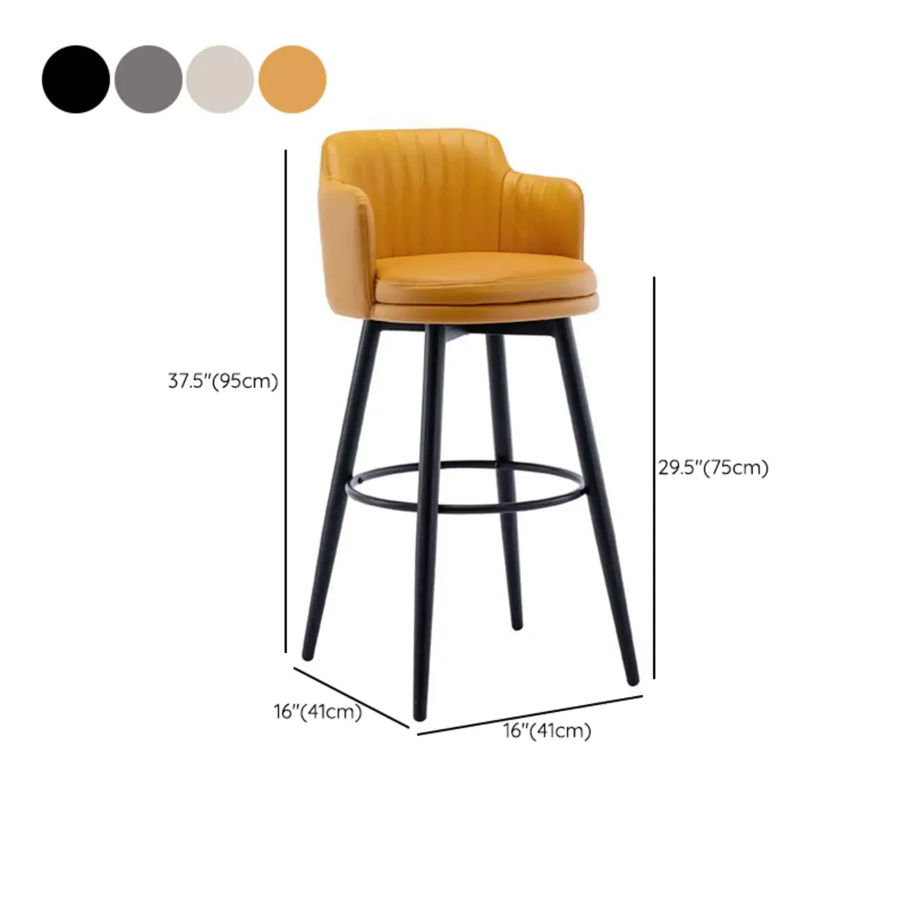 Modern Round Upholstered Curved Back Bistro Swivel Bar Stool