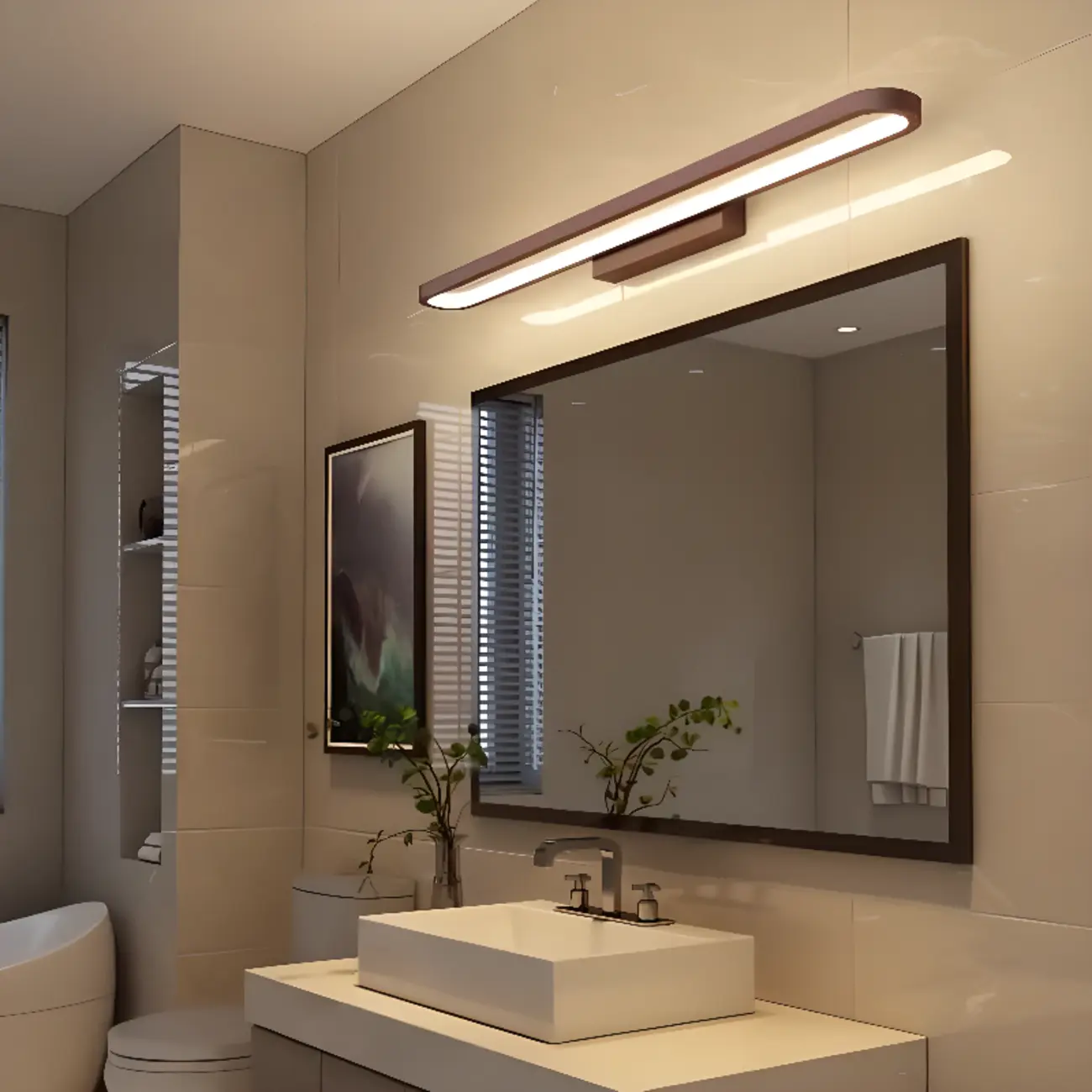 Modern Coffee Straight LED Bathroom Vanity Light in Hardwired