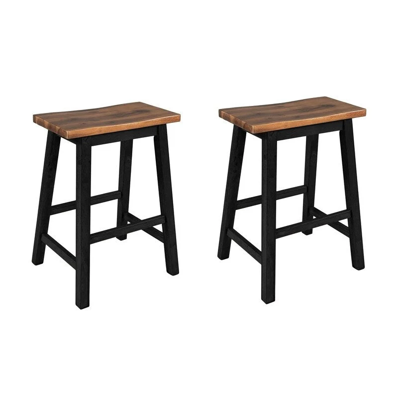 Rustic 3-Piece Solid Wood Kitchen Island Set  45 Stationary Butcher Block Table With Two Seating Stools & Dual Open Shelves.