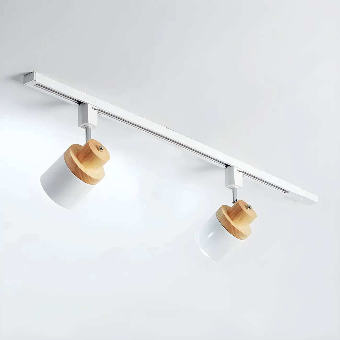 4-Light Modern Metal Wooden Base Slidable Track Light