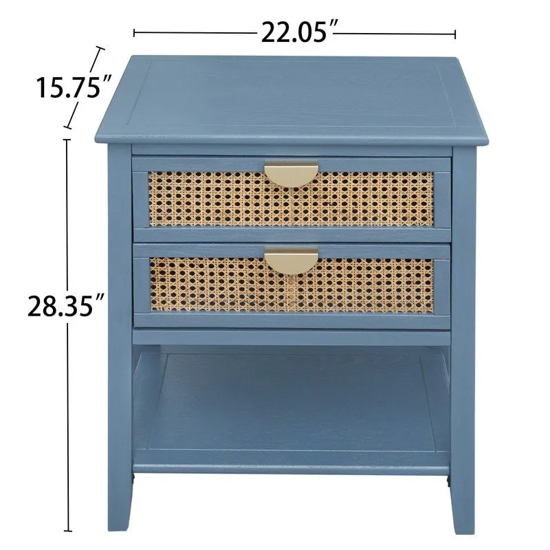 Nightstands with 2 drawers, rattan nightstands, drawers and shelves