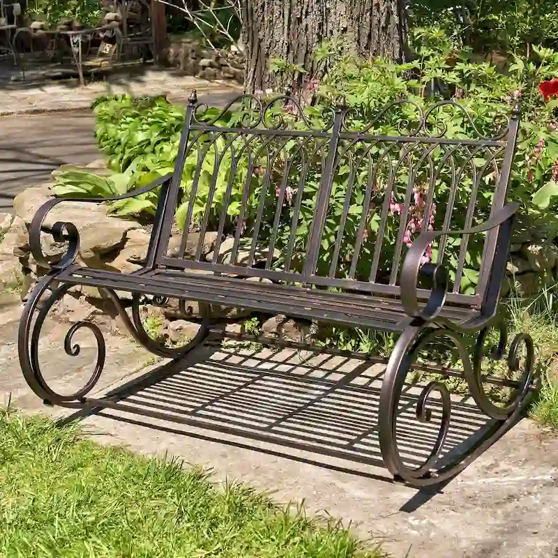 Iron Rocking Garden Bench Tatiana in Antique Bronze