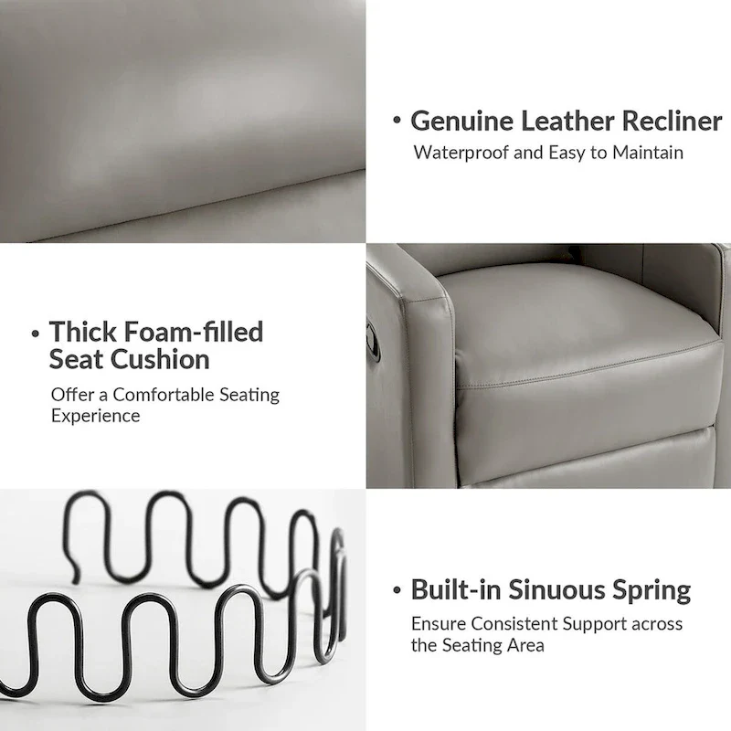 Josefa Modern Genuine Leather Swivel Rocker Recliner Set of 2 by Hulala Home