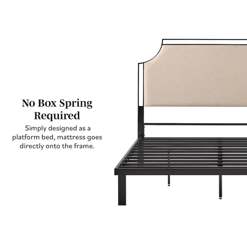 Middlebrook Designs Upholstered Curved Metal Queen Bedframe