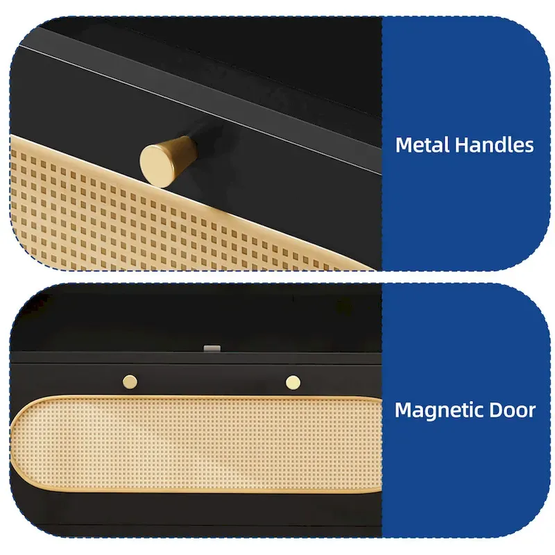 Moasis 70   Rattan Armoire Bedroom Wardrobe with Drawer & Hanging Rod