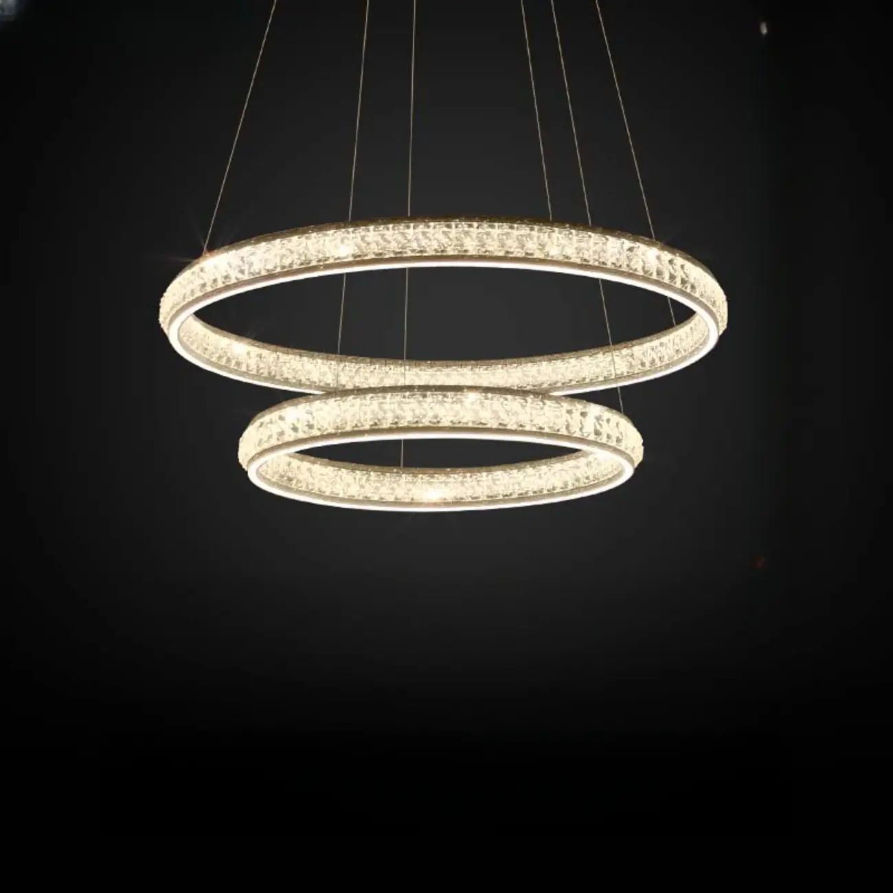 Luxury LED Golden Tiered Ring Crystal Chandelier