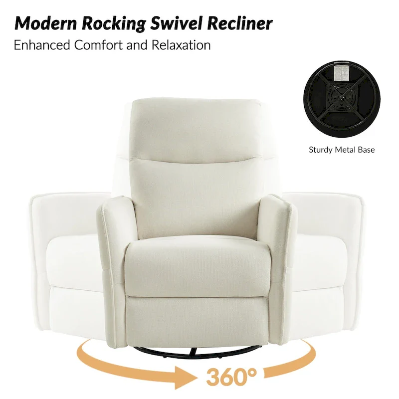 Curtis Rocker Swivel Recliner with Two Side Pockets by HULALA HOME
