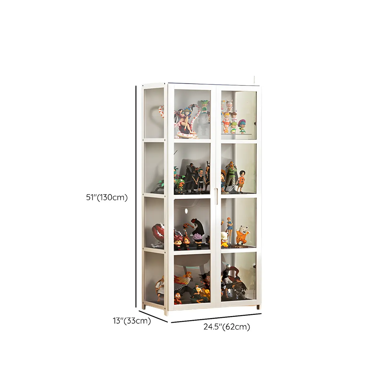 White Modern Bamboo Clear Figure Curio Cabinet