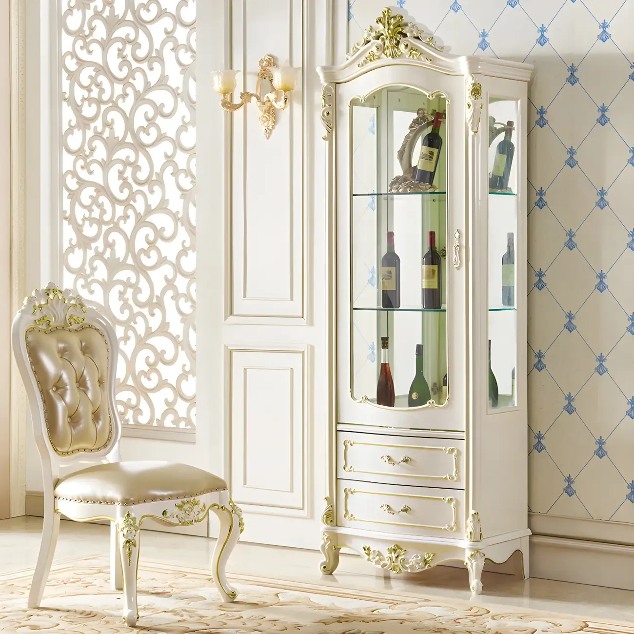 Traditional Solid Wood White Large Wine Rack