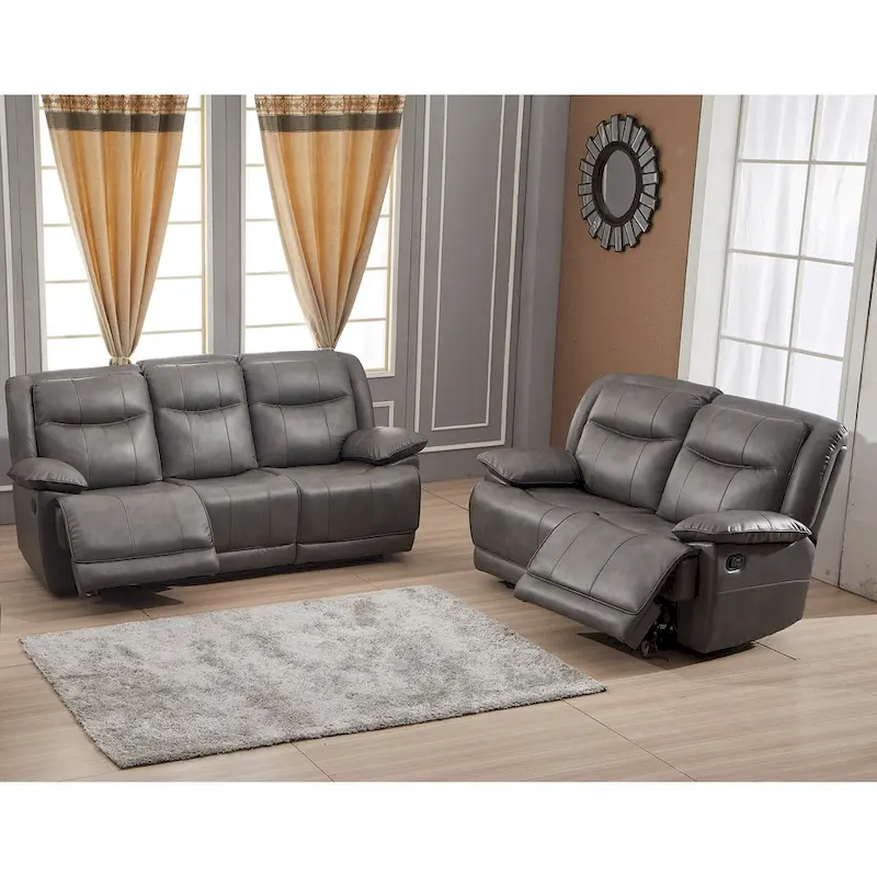 Betsy Furniture 2 Piece Bonded Leather Reclining Living Room Set, Sofa and Loveseat