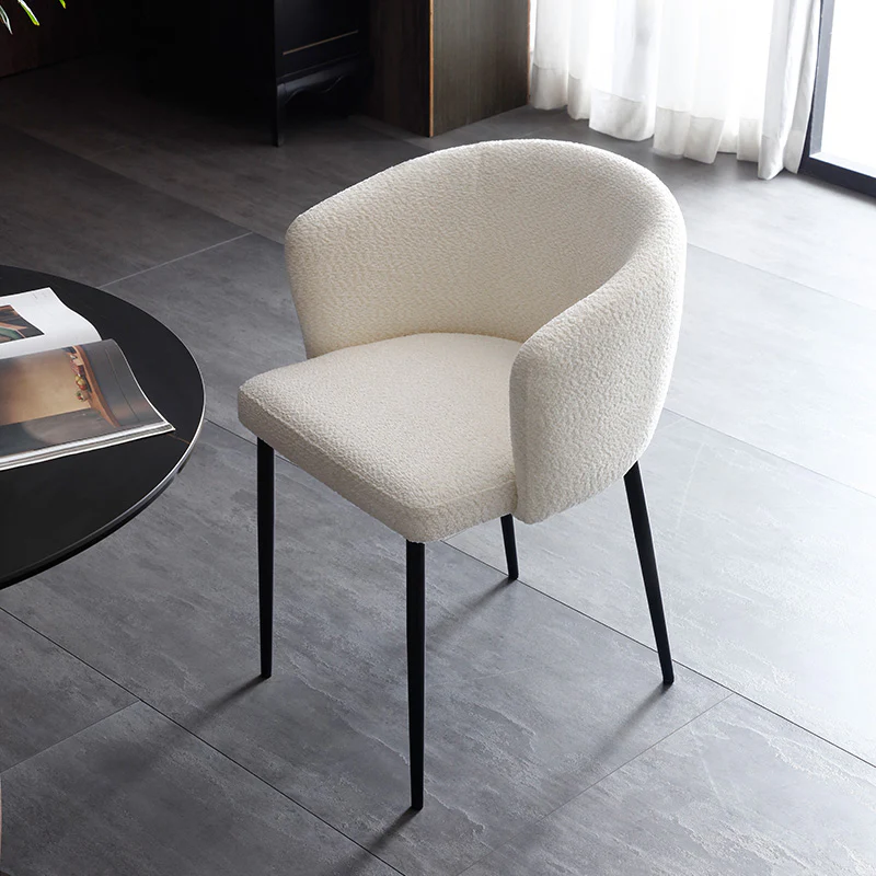 Modern Chenille Upholstered  Metal Leg Dining Chair