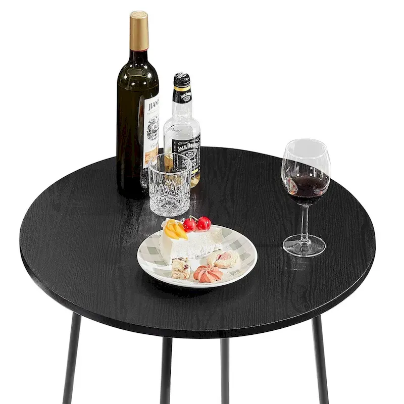 35.4 High Round Bar Table, Industrial Style Wood Top Bistro Pub/Breakfast Table