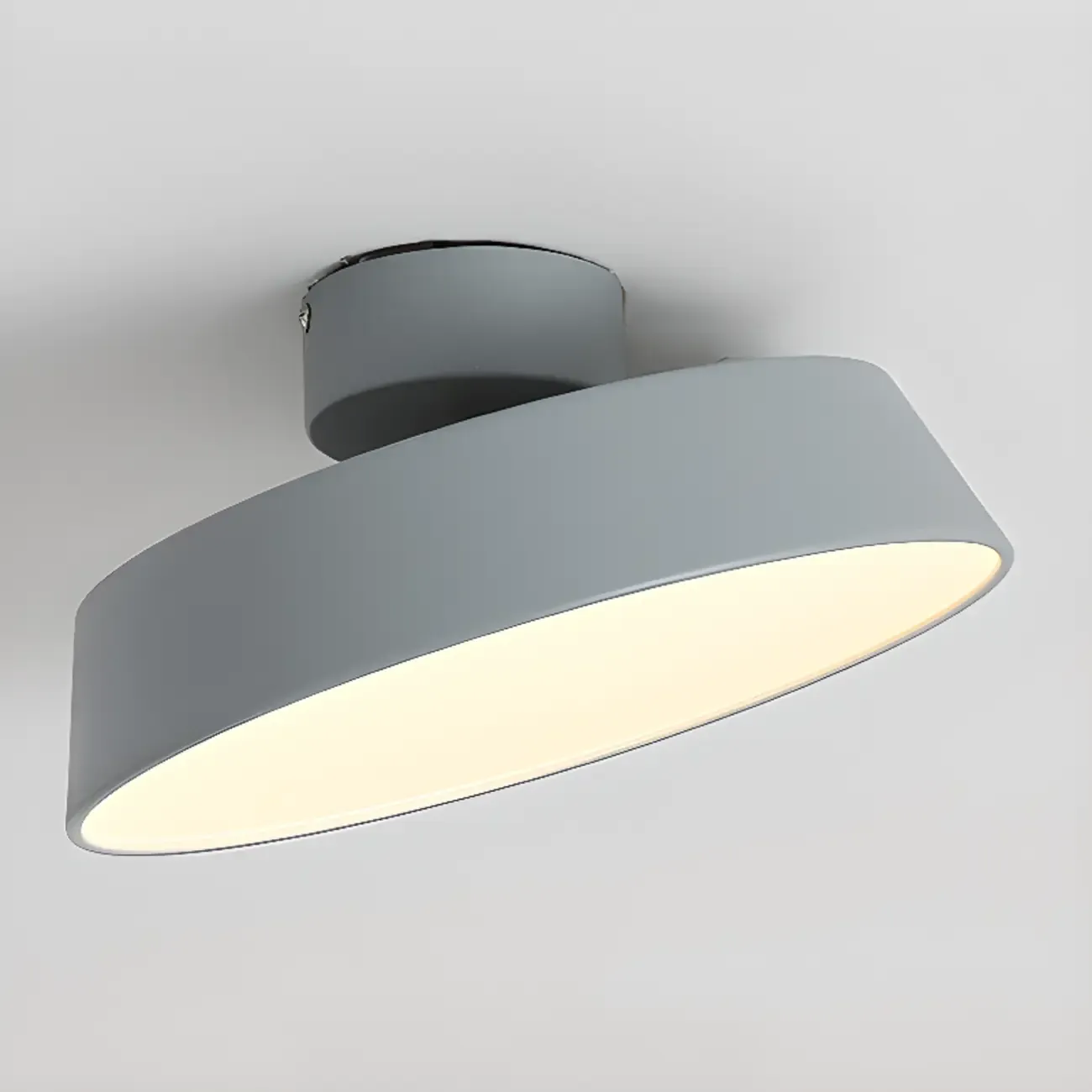 Modern Metal Drum Dimmable Semi Flush LED Ceiling Light