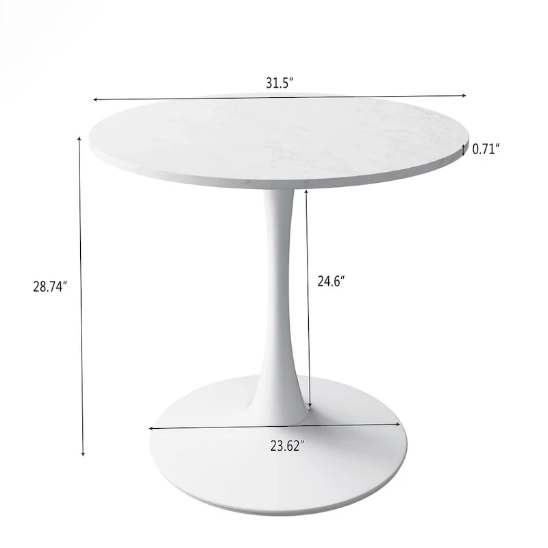 32Modern Round Metal Base Dining Table with MDF Table Top