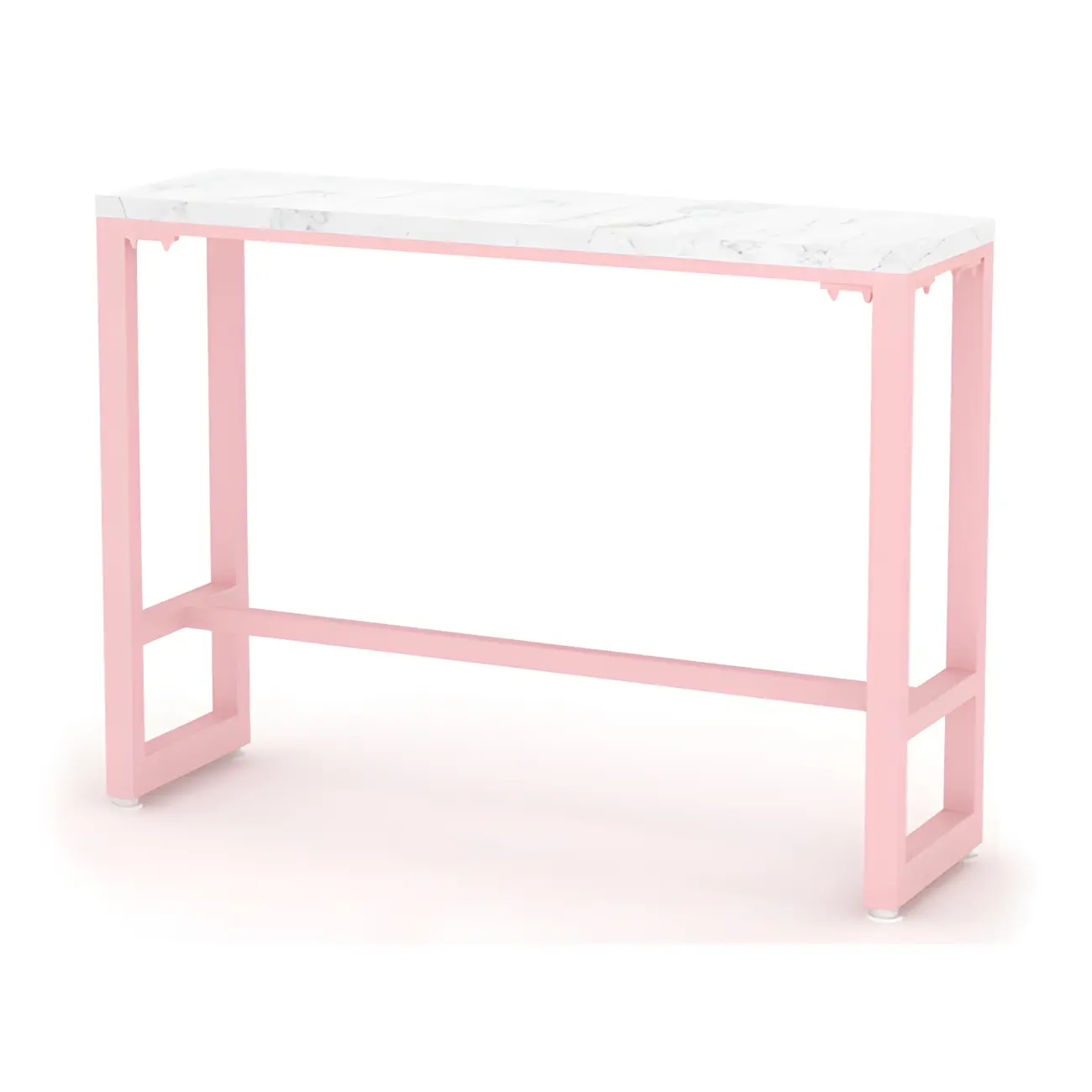 Glam Pink Rectangle Marble Long Bar Table