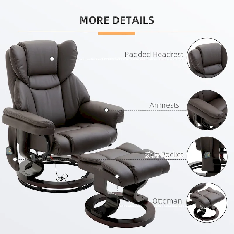 HOMCOM Massage Recliner Chair with Ottoman Footrest