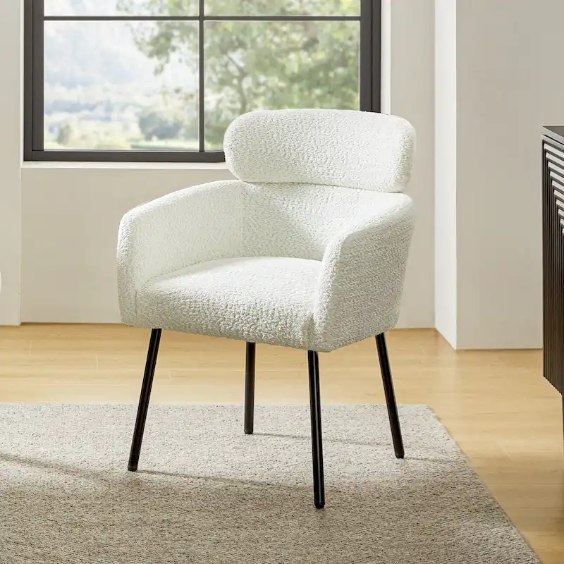 Amos Modern Boucle Dining Chair with Adjustment Feet by HULALA HOME