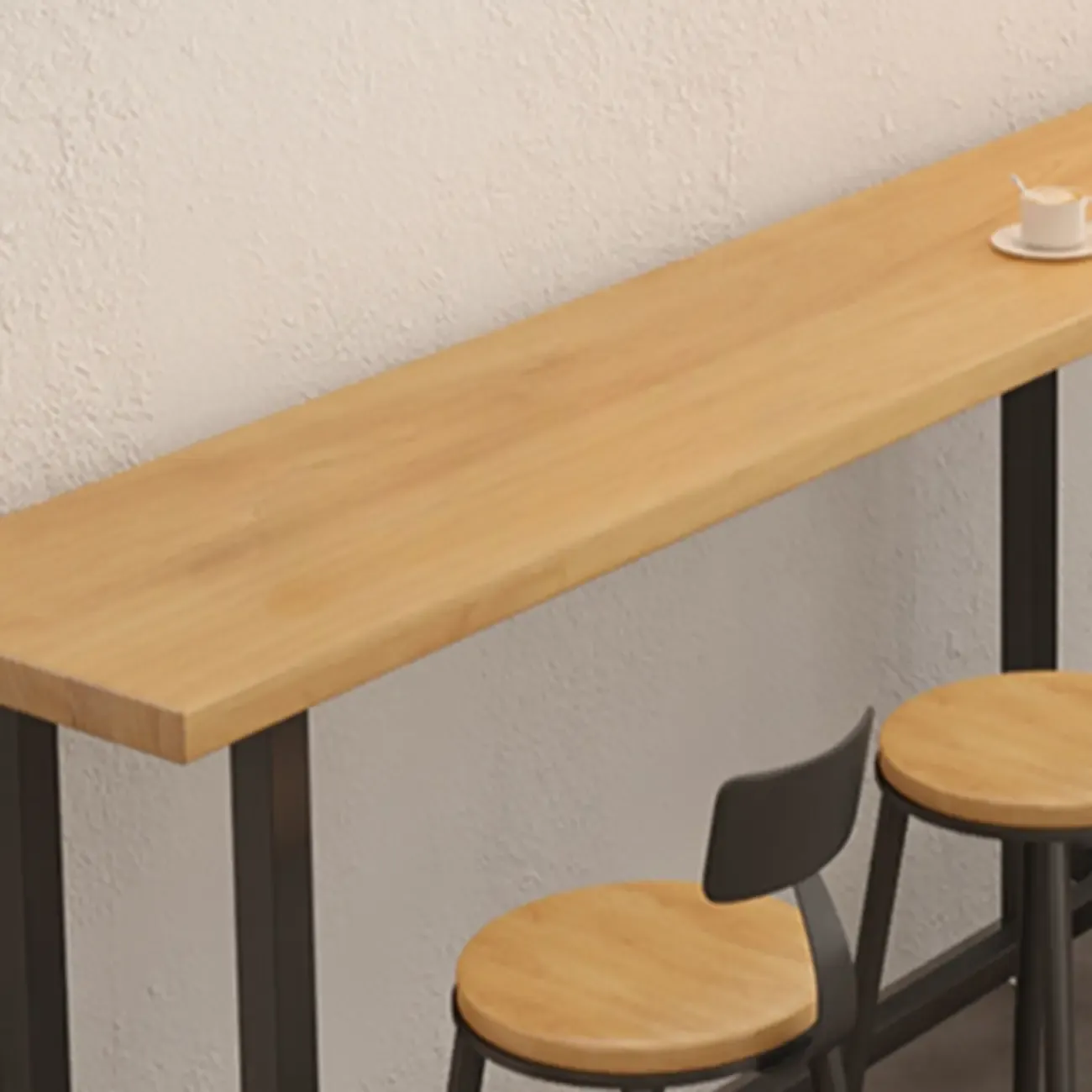 Footrest Natural Wooden Fixed Top Bar Tables