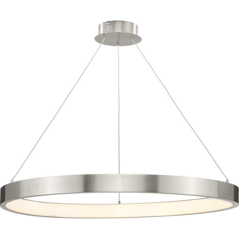Inverse LED Collection Modern Brushed Nickel Pendant - 30 in x 30 in x 2.4 in