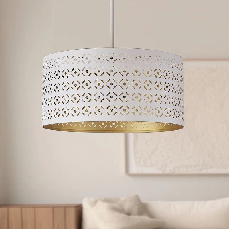 15 inch 3 light white and gold etch ceiling mount light