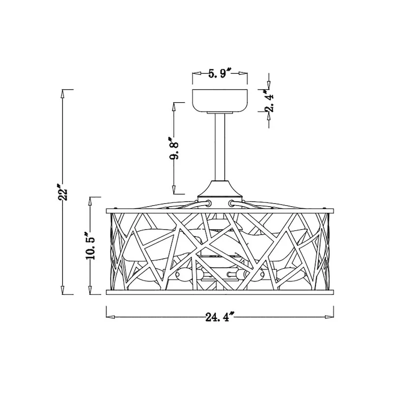 Leyton 24-inch Matte Black 6 Lights 3 Blades Lighted Ceiling Fan with Remote