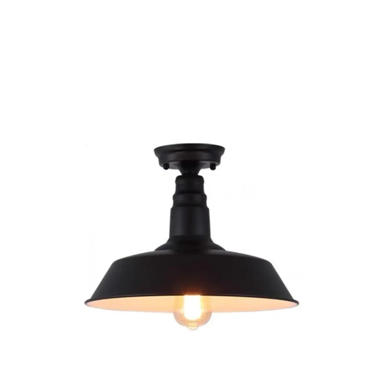 Industrial LED Semi Flush Ceiling Light with Black Iron Shade