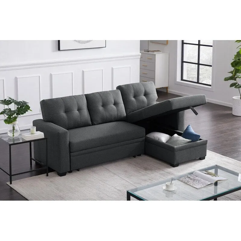 Upholstered Pull out Sectional Sofa with Chaise