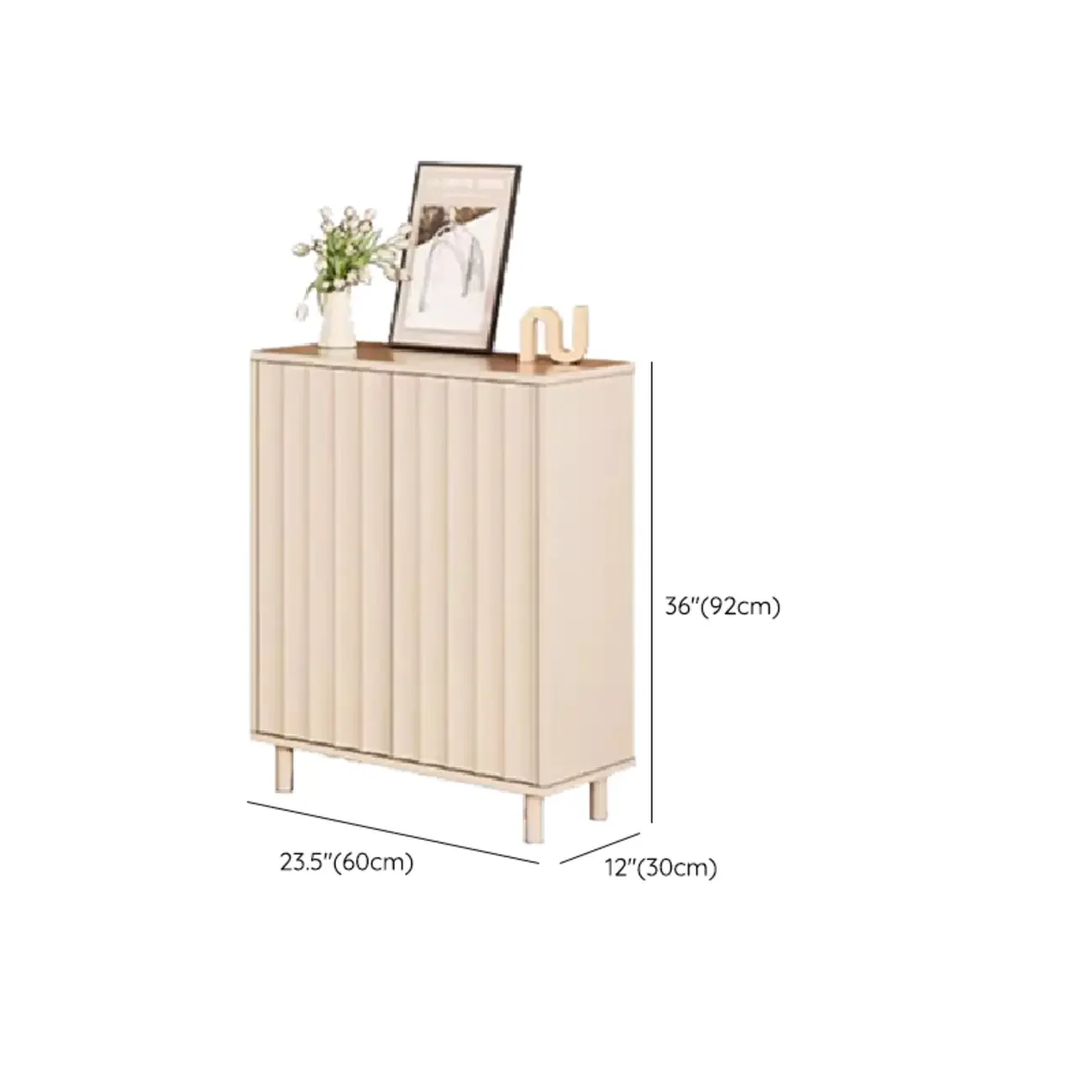 Modern White Closed Back Adjustable Wooden Shoe Cabinet