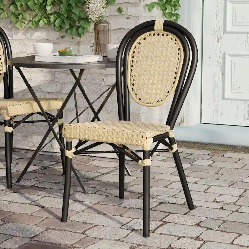All-Weather Commercial Paris Chair with Metal Frame - N/A
