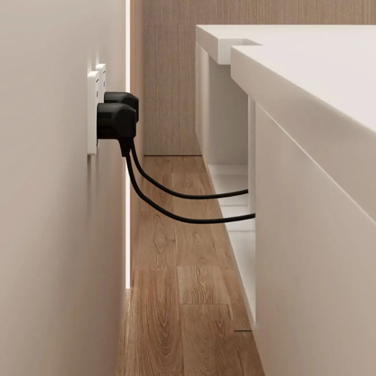 87 Grey Solid Wood Long Floating TV Stand with Drawers