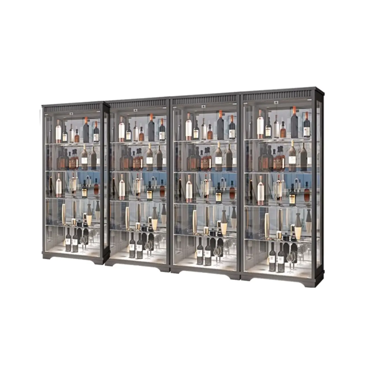 Modern Natural Wood Wine Rack with Glass Shelf