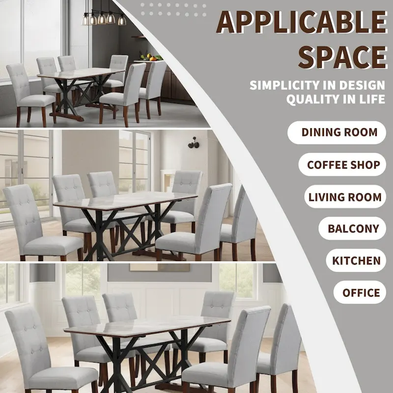 Sintered Stone Dining Table, 63 Modern Gray Rectangular Kitchen Dinner Table