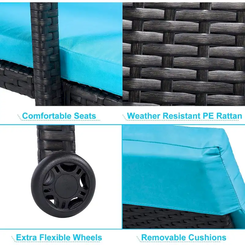 AECOJOY Patio Lounge Chair, Adjustable Poolside Chaise Lounge