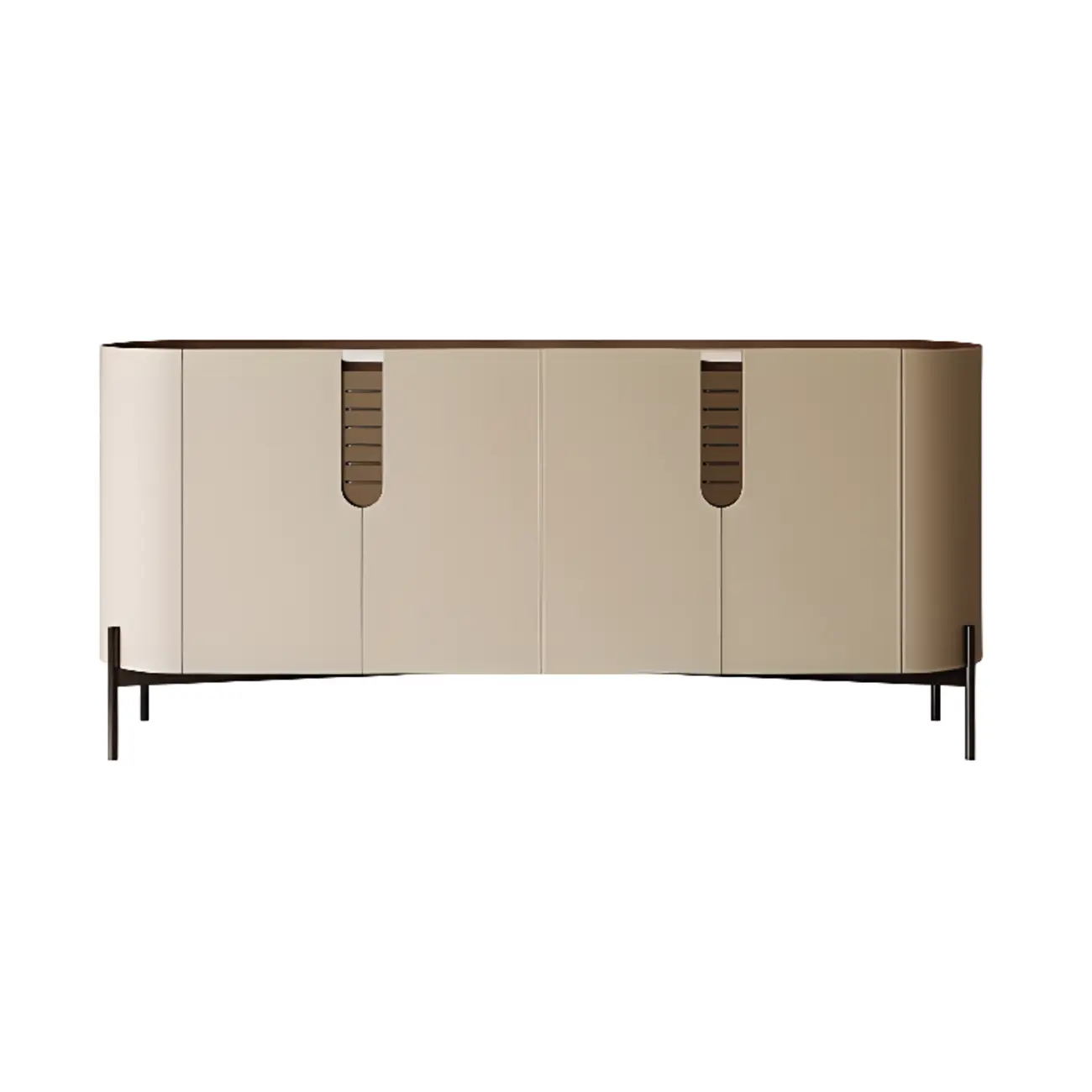 Modern Beige Stone Accent Cabinet with 4 Straight Legs