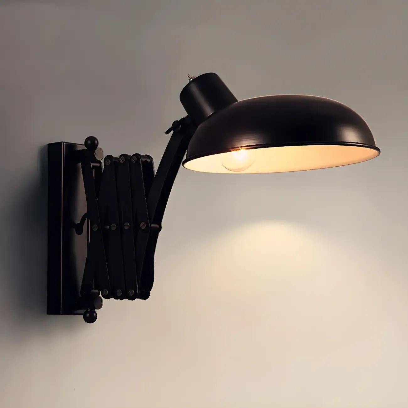 Retro Industrial Metal Black Swing Arm Wall Light
