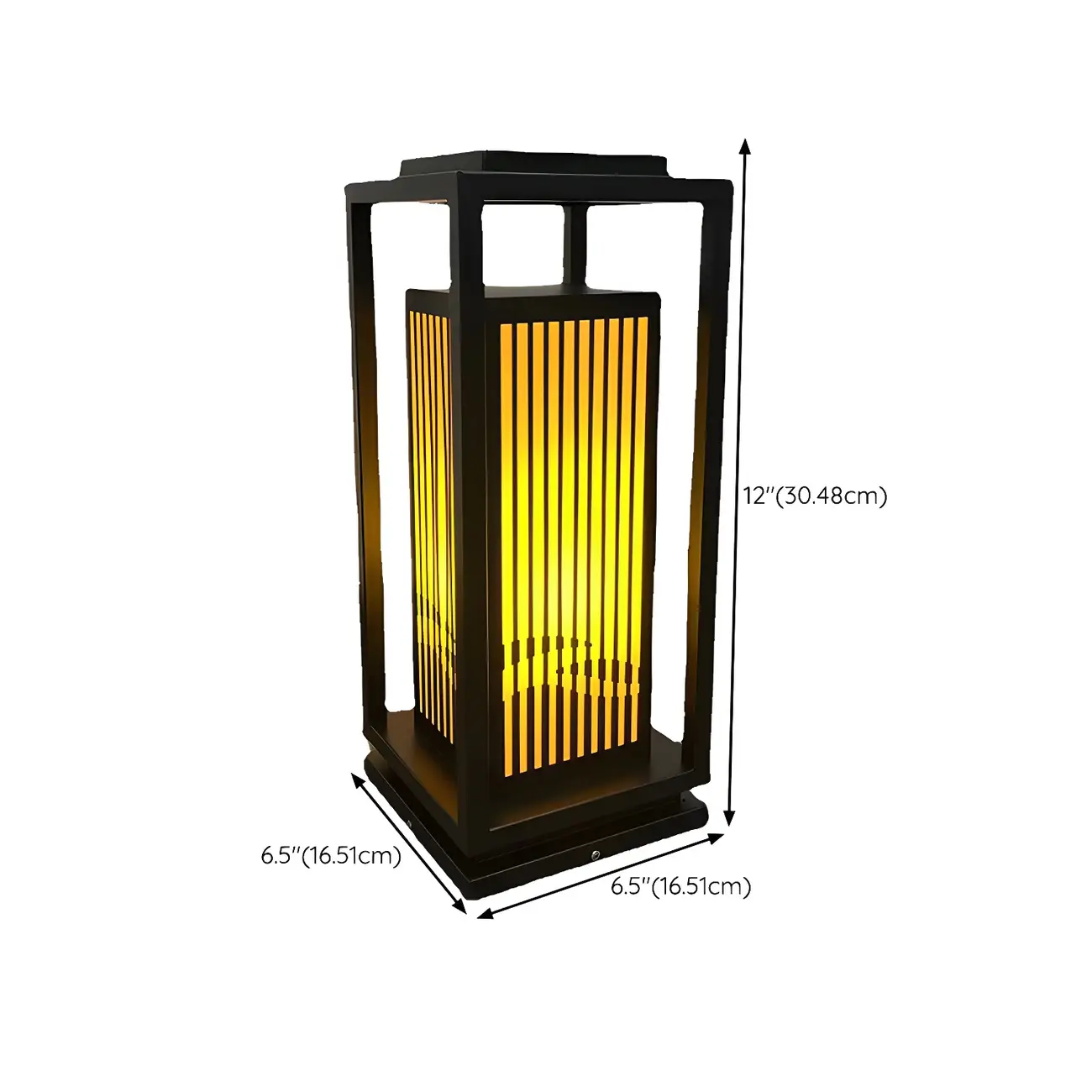 Elegant Vertical Open Rectangle Shade Post Cap Light