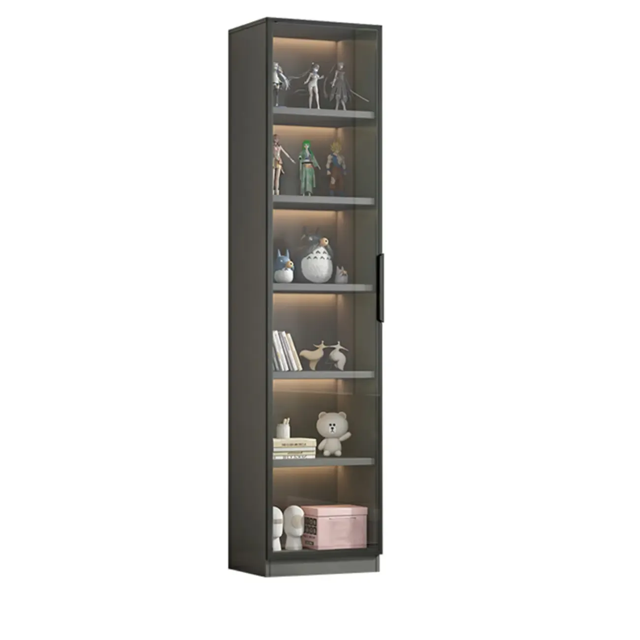 Simple Modern Gray Clear Cover Wooden Display Cabinet